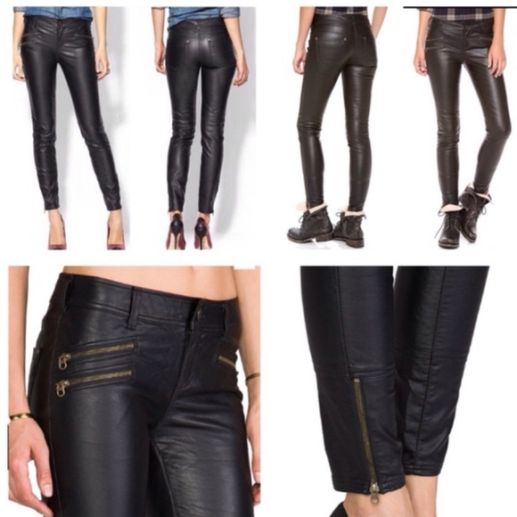 FREE PEOPLE Moto Faux Leather Pants Black Size 6 NWT - Picture 3 of 9